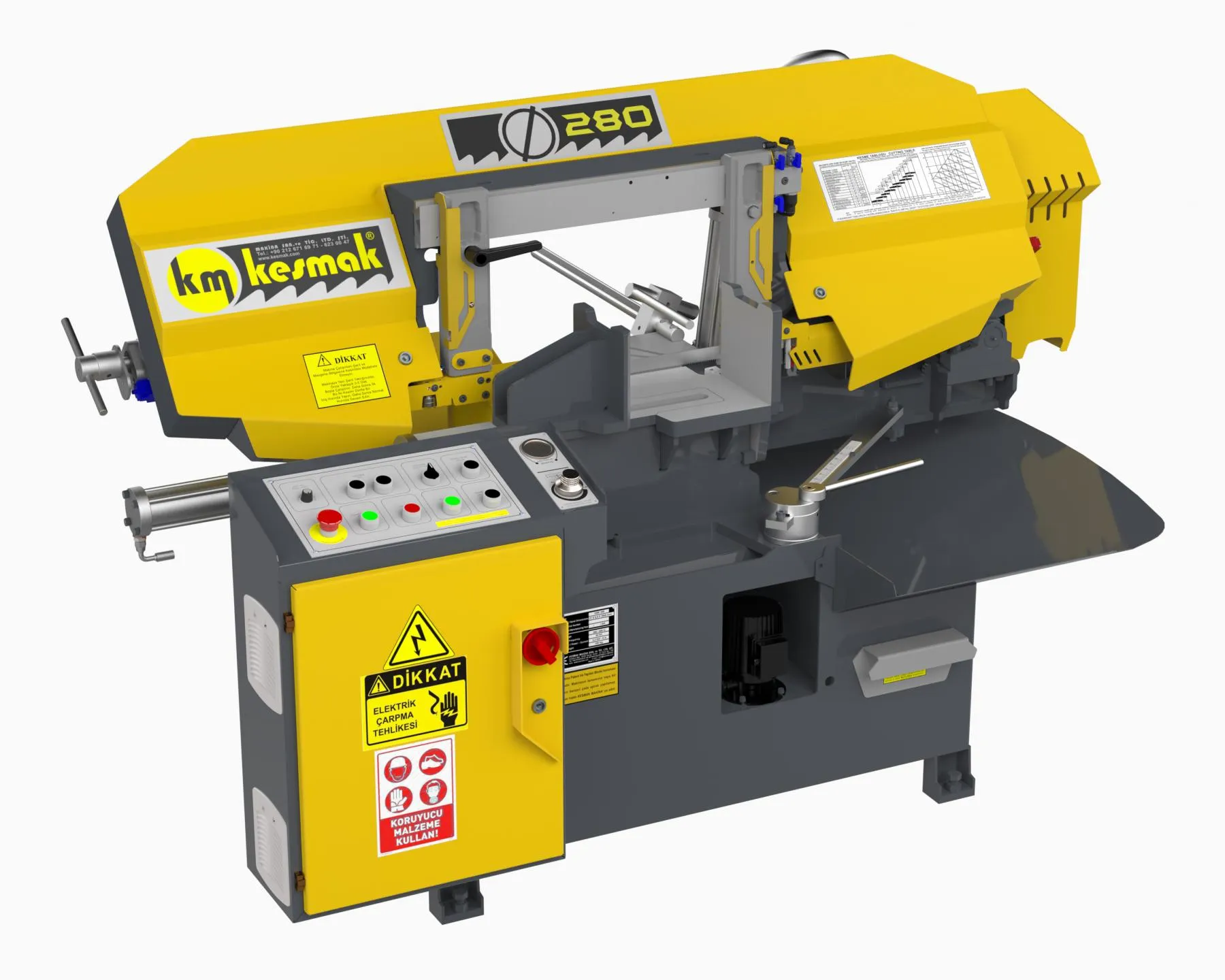 Kesmak Kesmak KMY DG 280 Açılı Yarı Otomatik Şerit Testere - Şerit Testere Ürünler görsel 6